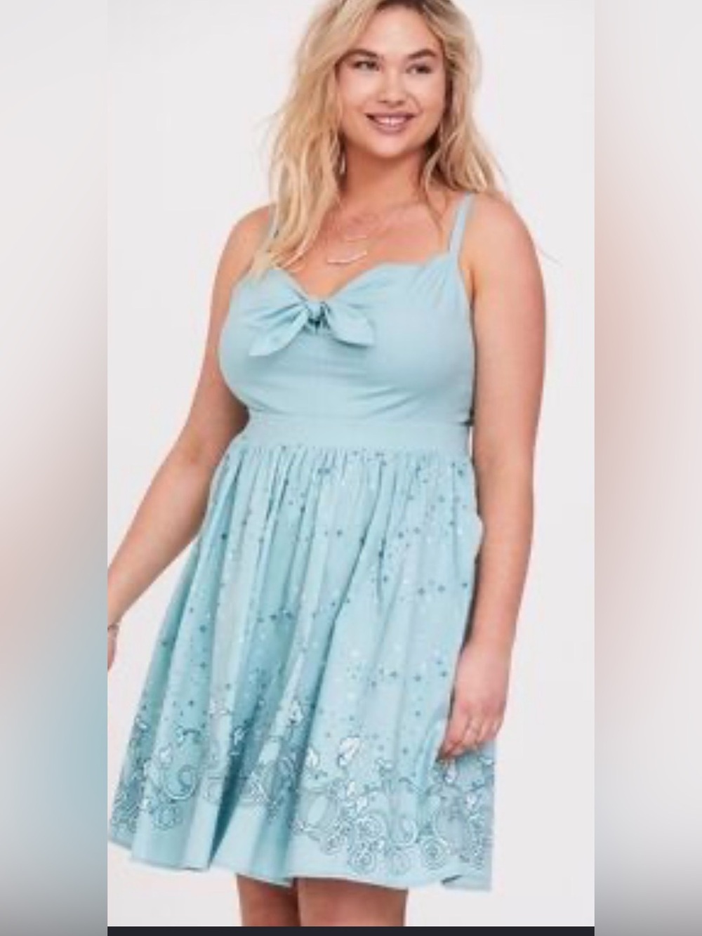 Disney Light Blue Bow-Front Midi Dress